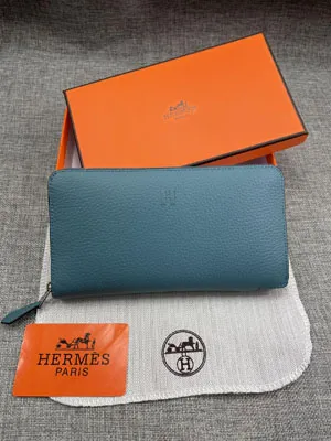 HERMES エルメス クラシック 長財布 牛革 ブルー 034