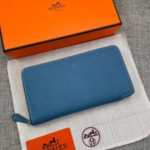 HERMES エルメス クラシック 長財布 牛革 ブルー 046