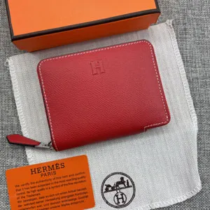 HERMES エルメス クラシック 小銭入れ /短財布 牛革 レッド 051