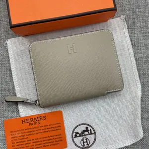 HERMES エルメス クラシック 小銭入れ /短財布 牛革 グレー 052