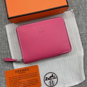 HERMES エルメス クラシック 小銭入れ /短財布 牛革 ローズレッド 054
