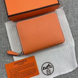 HERMES エルメス クラシック 小銭入れ /短財布 牛革 オレンジ  055