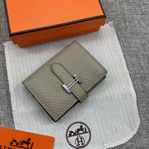 HERMES エルメス Bearn mini（ベアン ミニ）財布 グレー ライチパターン 009