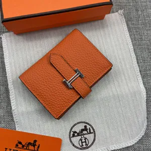 HERMES エルメス Bearn mini（ベアン ミニ）財布 オレンジ ライチパターン(H039795CK93)