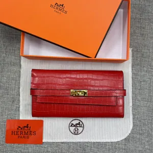 HERMES エルメス ケリー 長財布/パテントレザー レッド 068