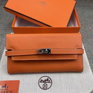 HERMES エルメス ケリーウォレットロング 長財布 牛革 オレンジ 074