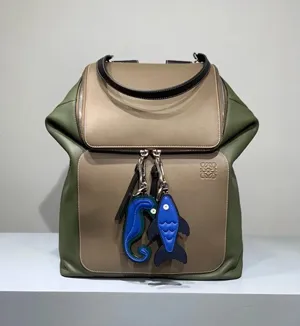 LOEWE ロエベ Goya パッチワーク カーフスキン バックパック グリーン/グレー LOEWE 001