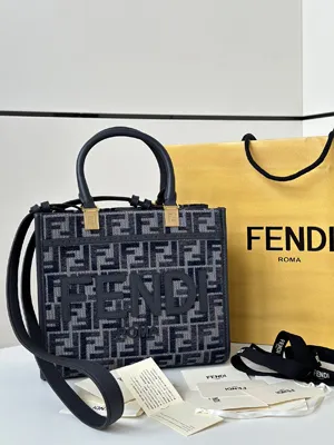 フェンディ サンシャインスモール ダークブルーFFシェニール バッグ 8BH394ASU0F1PQK