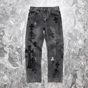Chrome Hearts CH リミテッドエディション カラフルレザークロスジーンズ ブラック（Chrome Hearts 112）