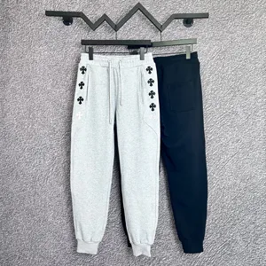 Chrome Hearts クロスレザーパッチ カジュアル スウェットパンツ ブラック＆グレー 2色（Chrome Hearts 83）