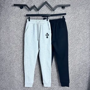 Chrome Hearts クロスレザーメタルバックルロゴ スポーツカジュアルパンツ ブラック＆グレー 2色（Chrome Hearts 82?）
