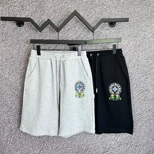 Chrome Hearts ホースシュープリントのクロスドローストリング付きスポーツカジュアルショーツ ブラック＆グレー 2色（Chrome Hearts 78）