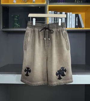 Chrome Hearts 2025年春夏新作 クロスパッチ ウォッシュド スプレーショーツ コーヒー（Chrome Hearts 25）