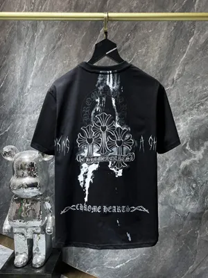 Chrome Hearts 24ss Chrome Hearts 刺繍オーバーラップクロスインクジェット半袖 ブラック（Chrome Hearts 174）