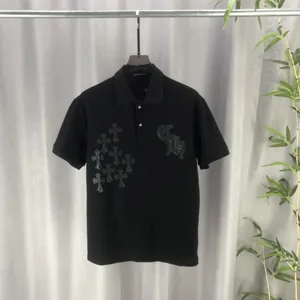Chrome Hearts 2025ss 春夏の新作 300g双糸 ピュアコットン ユニセックス 半袖ポロシャツ ブラック（Chrome Hearts 47）