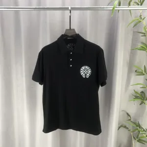 Chrome Hearts 2025ss 春夏の新作 300g双糸 ピュアコットン ユニセックス 半袖ポロシャツ ブラック（Chrome Hearts 46）