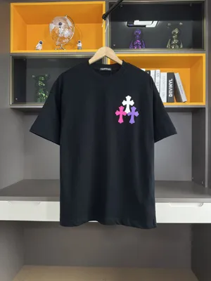 Chrome Hearts 2025春夏新作 クロスパッチ ウォッシュドスプレー加工 半袖Tシャツ ブラック（Chrome Hearts 22）