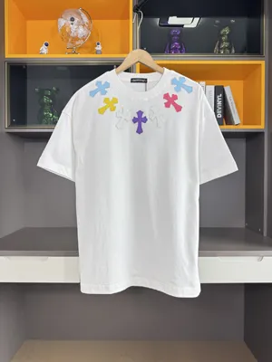 Chrome Hearts 2025春夏新作 クロスパッチ ウォッシュドスプレー加工 半袖Tシャツ ホワイト（Chrome Hearts 20）