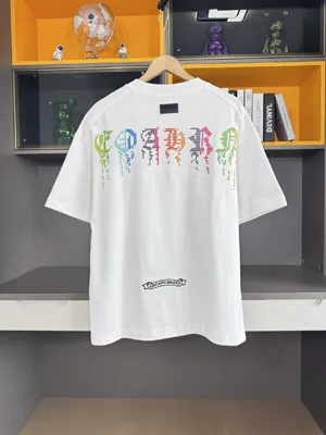 Chrome Hearts 2025年春夏新作 クロスパッチ ウォッシュドスプレー加工 半袖Tシャツ ホワイト（Chrome Hearts 19）