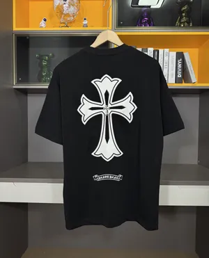 Chrome Hearts 2025春夏新作 クロスパッチ ウォッシュドスプレー 半袖Tシャツ ブラック（Chrome Hearts 18）