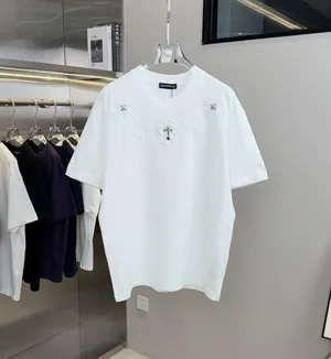 Chrome Hearts 2025年春夏新作 ホローエンブロイダリー ハードウェア付き 半袖Tシャツ ユニセックス ホワイト（Chrome Hearts 16）