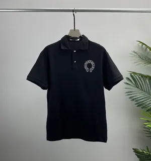 Chrome Hearts 2025年春夏新作 ホースシュー ホットダイヤモンド 半袖ポロシャツ ブラック（Chrome Hearts 14）