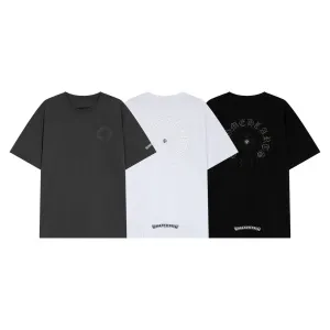 Chrome Heart クラシック サンスクリットホースシューロゴ 刺繍メタル ラウンドネック 半袖 3色（Chrome Hearts 35）
