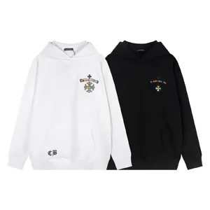 Chrome Heart レインボーロゴ 刺繍 スウェットシャツ ブラック＆ホワイト（Chrome Hearts 34）