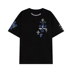 Chrome Heart クロス刺繍 サンスクリットロゴ プリントTシャツ ブラック＆ホワイト（Chrome Hearts 31）