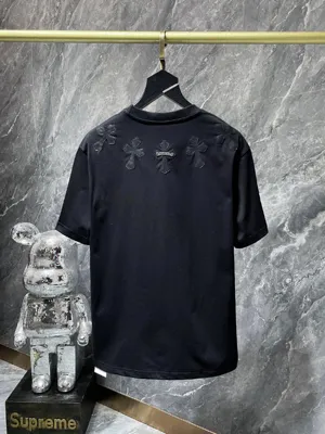 Chrome Hearts 25ss ヘビーデューティー カラーステッチ レザー クロスコントラスト ショートスリーブ ブラック（Chrome Hearts 160）