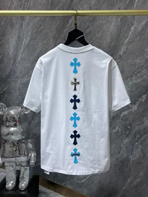 Chrome Hearts 25ss カラーステッチ レザー クロスコントラスト ショートスリーブ ホワイト（Chrome Hearts 157）