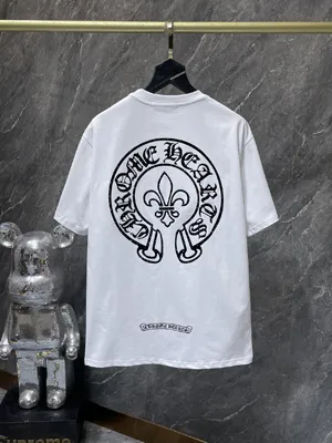 Chrome Hearts 25SS フロック ラインストーン クロス ホースシュー ショートスリーブTシャツ ホワイト（Chrome Hearts 145）