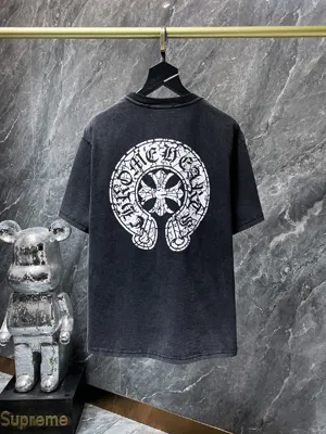 Chrome Hearts 25SS ディストレスト ホースシュークロス サンスクリット ショートスリーブTシャツ ブラック（Chrome Hearts 131）