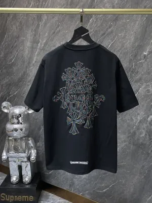 Chrome Hearts 25ss オーバーラッピングカラークロス サンスクリット刺繍 半袖Tシャツ ブラック（Chrome Hearts 126?）