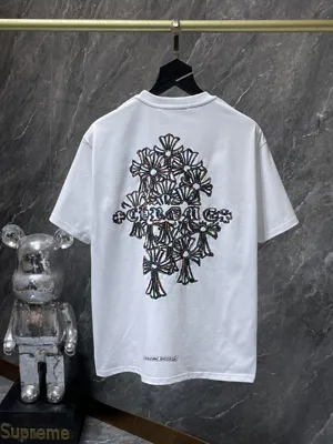 Chrome Hearts 25ss オーバーラッピングカラークロス サンスクリット刺繍 半袖Tシャツ ホワイト（Chrome Hearts 125）