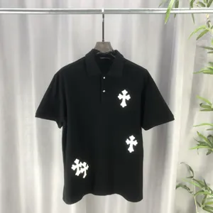 Chrome Hearts 2025ss 春夏の新作 300g双糸 ピュアコットン ユニセックス半袖ポロシャツ ブラック（Chrome Hearts 68）