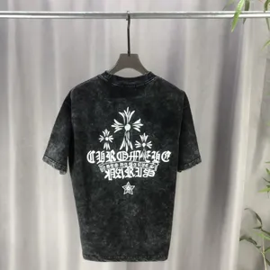 Chrome Hearts 2025ss 春夏の新作 300g双糸 ピュアコットン ユニセックス半袖ポロシャツ ブラック（Chrome Hearts 66）