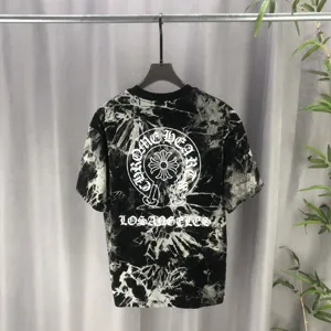 Chrome Hearts 2025ss 春夏の新作 300g双糸 ピュアコットン ユニセックス半袖ポロシャツ ブラック（Chrome Hearts 65）