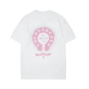 Chrome Hearts ホースシュークロスプリント カラフル ホットダイヤモンド ラウンドネック 半袖Tシャツ カップルスタイル ホワイト（Chrome Hearts 243）