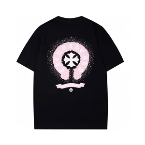 Chrome Hearts ホースシュークロスプリント カラフル ホットダイヤモンド ラウンドネック 半袖Tシャツ カップルスタイル ブラック（Chrome Hearts 242）