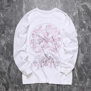 Chrome Hearts ホースシュープリント クロス サンスクリット ヘビーデューティー ホットダイヤモンド ロングスリーブスウェットシャツ ホワイト（Chrome Hearts 202）