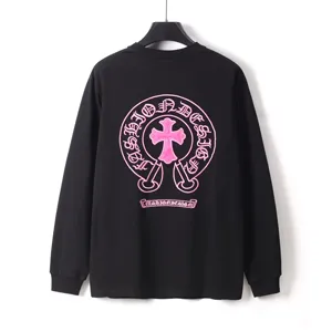 Chrome Hearts ホースシュープリント レザークロス刺繍 長袖スウェットシャツ ブラック（Chrome Hearts 203）
