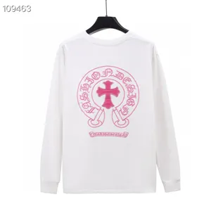 Chrome Hearts ホースシュープリント レザークロス刺繍 長袖スウェットシャツ ホワイト（Chrome Hearts 206）