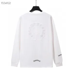Chrome Hearts ホースシュープリント クロス サンスクリット 刺繍 プルオーバー 長袖 スウェットシャツ ホワイト（Chrome Hearts 208）