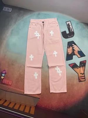 Chrome Hearts セックス限定ガール サクラピンク + ホワイトクロスジーンズ（Chrome Hearts 183）