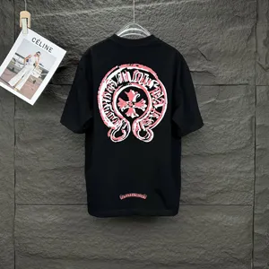 Chrome Hearts 25ss 新作 ホースシュープリント ロゴ カップル 半袖Tシャツ ブラック（Chrome Hearts 218）