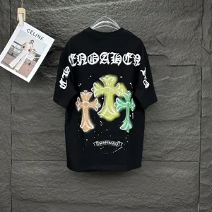 Chrome Hearts 25ss 新作 インクスプラッシュクロス サンスクリットカップル 半袖Tシャツ ブラック（Chrome Hearts 209）
