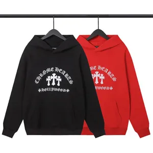 Chrome Hearts Y NOT Cemetery Cross Pullover Hoodie クロムハーツ ワイノットセメタリー クロス パーカー ブラック &レッド 2色（Chrome Hearts 362）