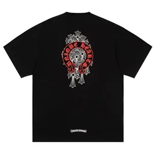Chrome Hearts Cemetery Red Horseshoe Logo Tee Black クロムハーツ セメタリー レッドホースシュー ロゴ Tシャツ ブラック（Chrome Hearts 501）