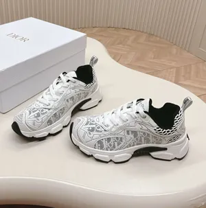 ディオール Dior Vibe スニーカー オブリーク メッシュ ホワイト&ブラック（KCK415OFK_S19W）
